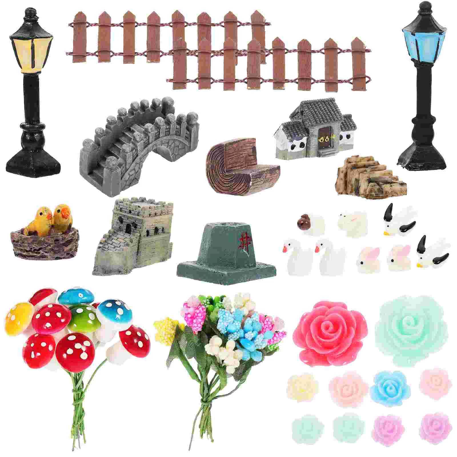

1 Set Miniature Ornaments Kit Micro Landscape Garden Ornaments Kit for DIY