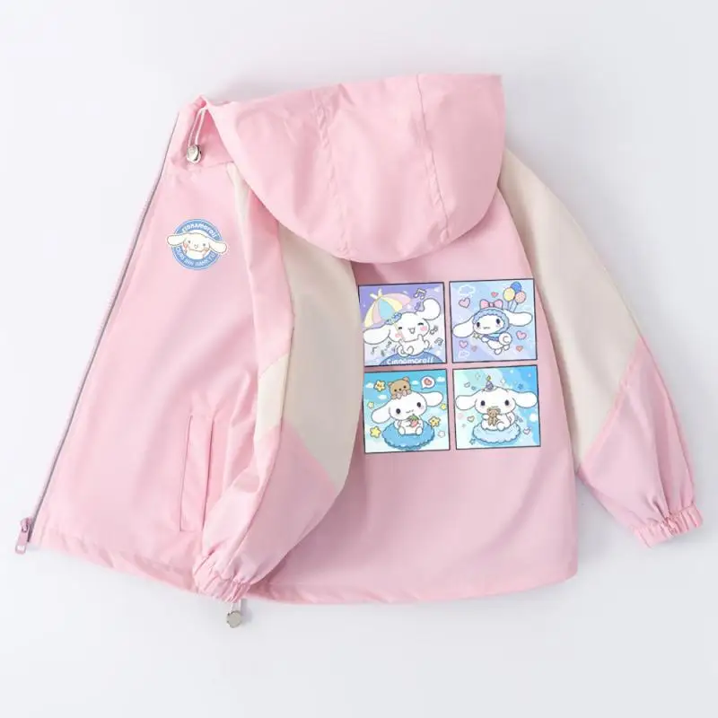 Cinnamoroll Jackets Girls Outdoor Sport Cartoon Anime Wind Breaker Zipper Jacket Spring Autumn Coat Clothes