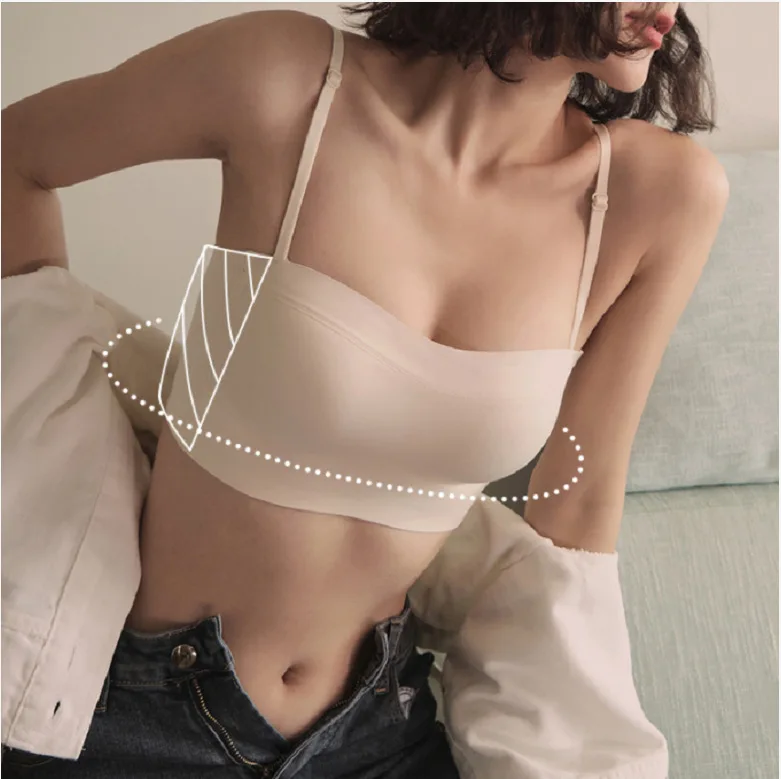Seamless Push Up Underwear Women's Summer Thin Wire Free Bra Solid Strapless Bralette Comfort Gathered Invisible Brassiere 2023