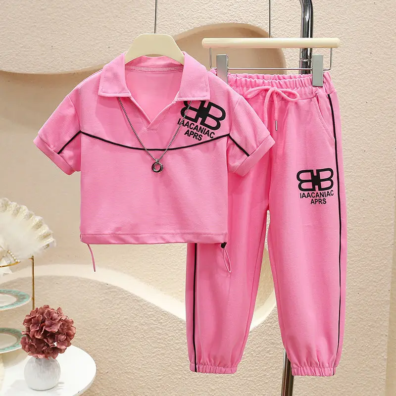 

Girls Summer Clothes Sets 2023 Children's Sports Suit Fashion Tops Pants 2pcs Kids Tracksuit For Junior Girl Clothing Loungewear