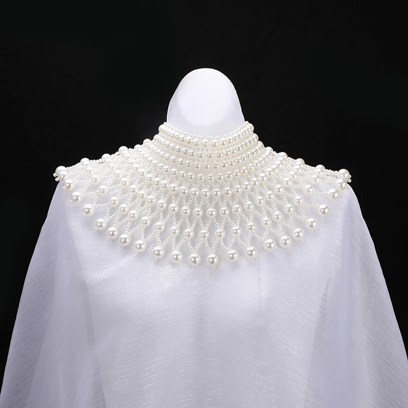 Fashion necklace pearl wedding dress shoulder chain accessories handmade beads design brand for women jewelry