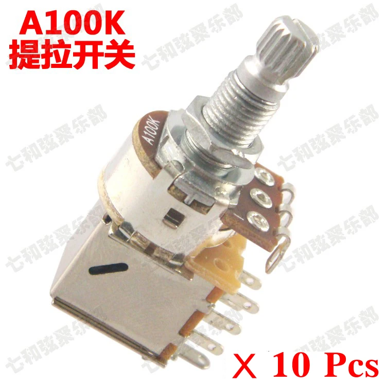 

10 Pcs A100K Electric Guitar Bass Push Pull Switch Control Pot Potentiometer TLKG-A100K