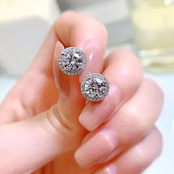 Women's Moissanite Stud Earrings, Round Cut Lab-Grown Moissanite Stud Earrings for Men