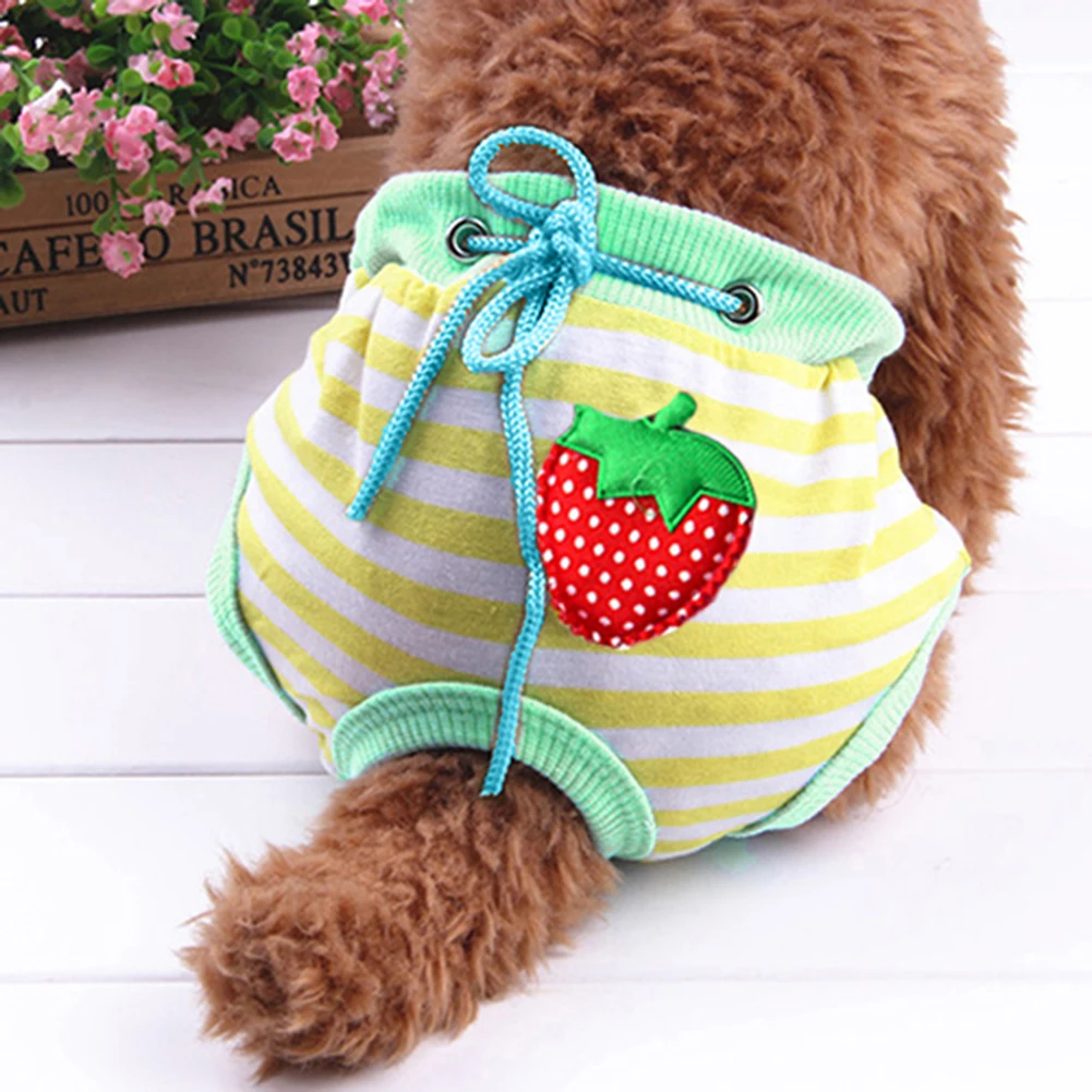 Dog Diapers Pet Diapers Dog Nappies Pet Dog Diaper Cute Fruit Print Dog Shorts Puppy Sanitary Physiological Pants Washable Female Panties Underwear Briefs