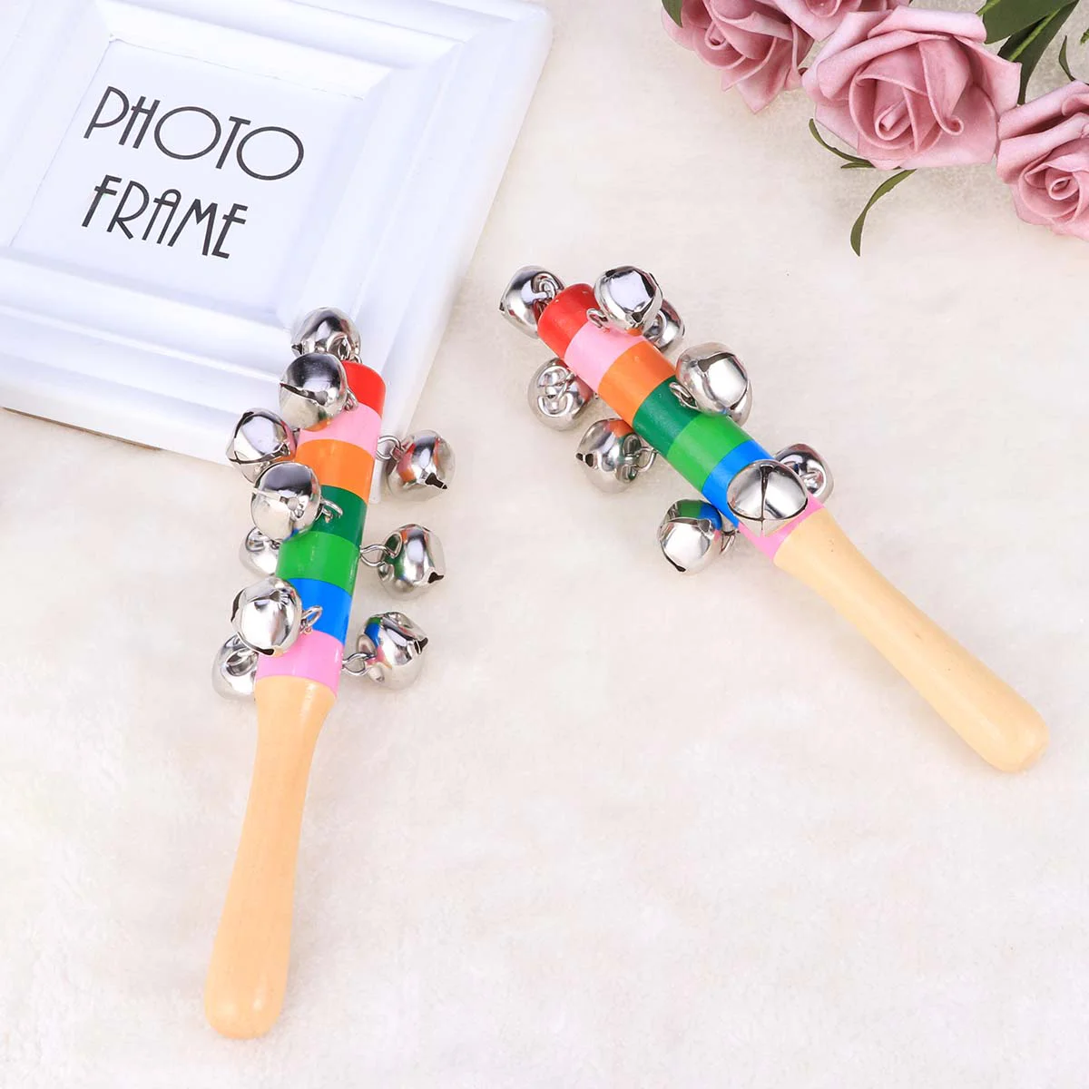 

3 Pcs Toys for Infants Wooden Puzzle Hand Jingle Bells Bamboo Kids Musical Instrument