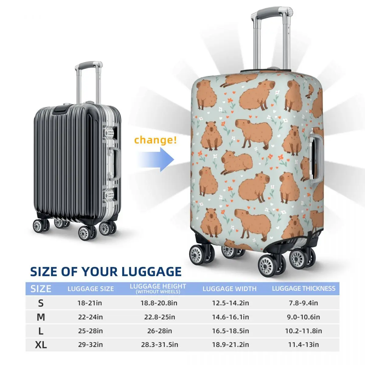 Cute Animal Capybara Luggage Cover Fashion Suitcase Protector Covers 18-32 inch