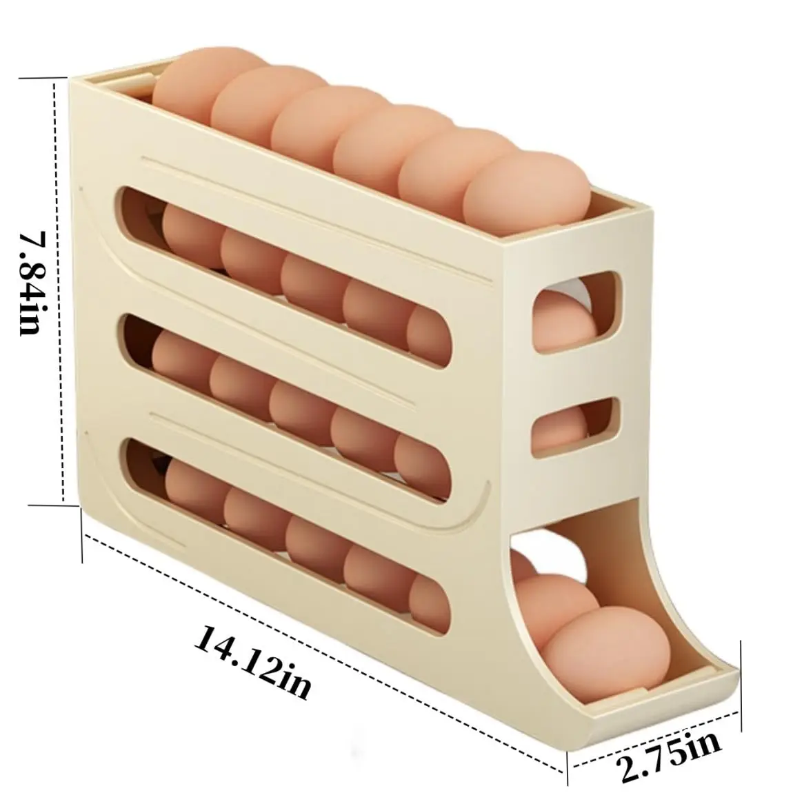 Egg Storage Box Refrigerator 4 Tier Rolling Egg Holder Dispenser Kitchen Automatic Scrolling