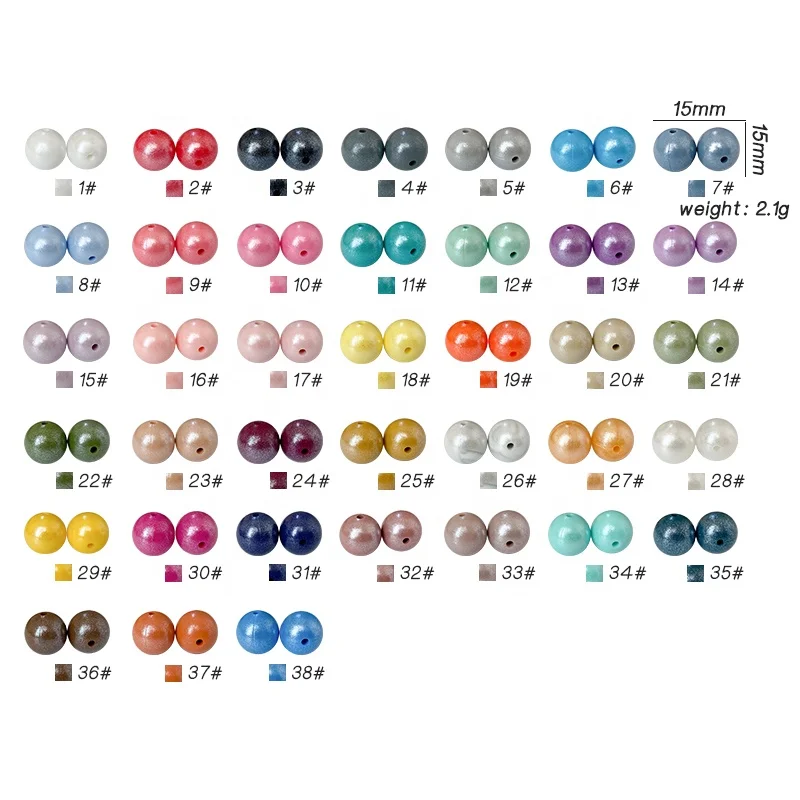 100pcs Round Silicone Beads 15mm Opal Silicone Bead for Jewelry Making DIY Pacifier Chain Clips Baby Toys Accessorie BPA Free