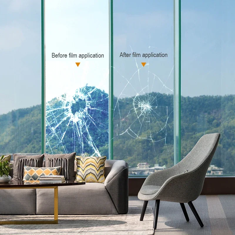 Clear Security Safety Window Film Shatterproof Film Glass Windows