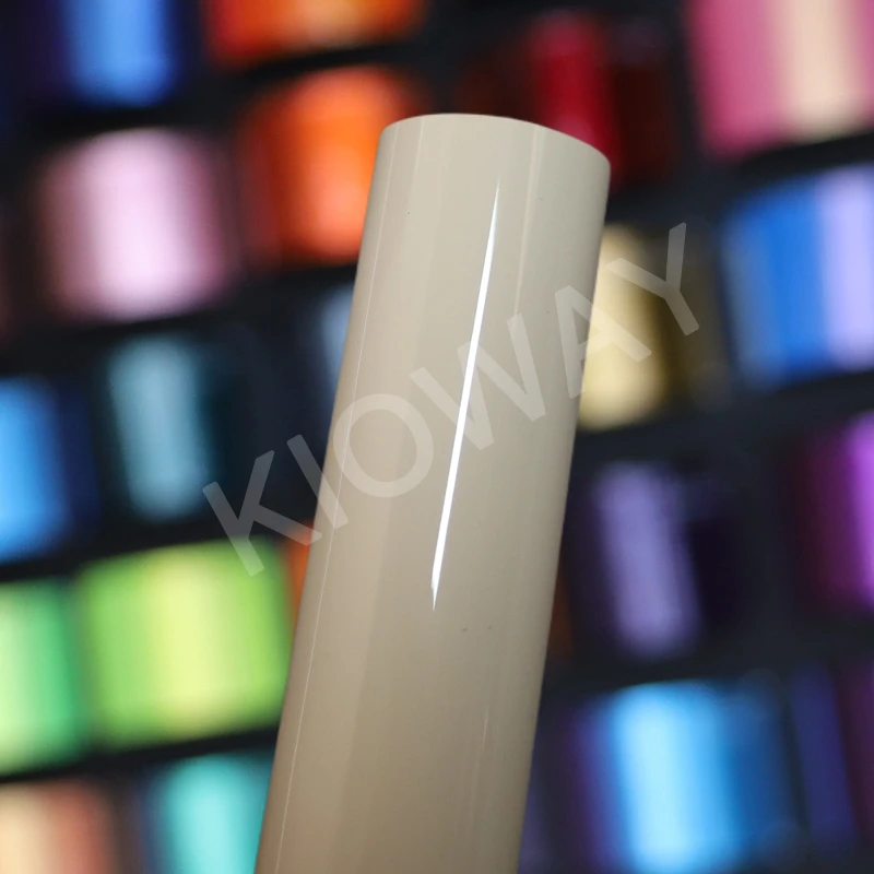 Highest quality super gloss PET Khaki Milan vinyl wrap true Gloss vinyl