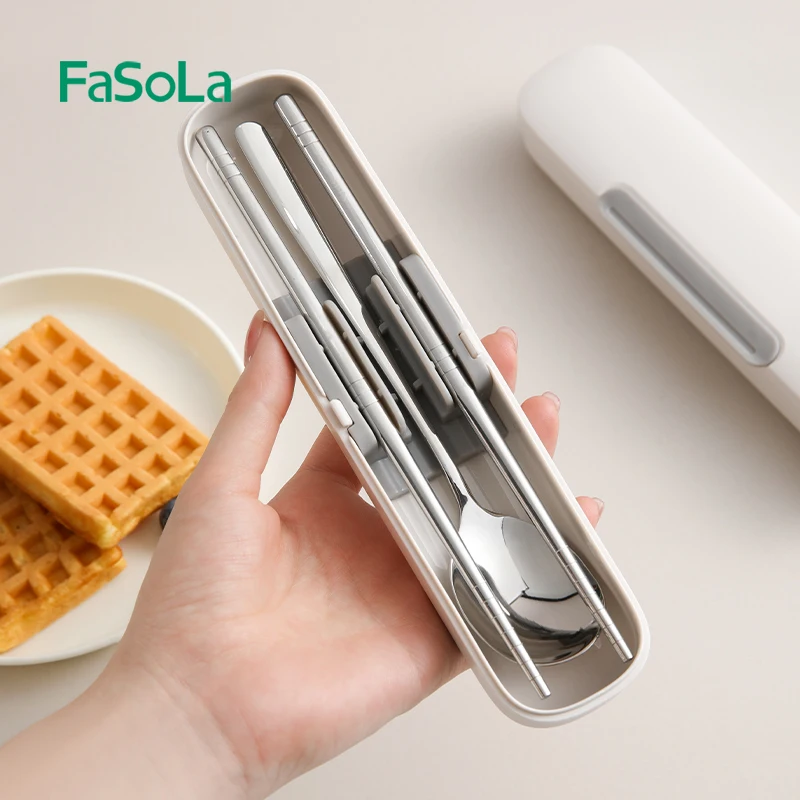 FaSoLa Stainless Steel Chopsticks and Spoon Set Portable Tableware Outdoor Camping Set Travel Dinnerware Cutlery