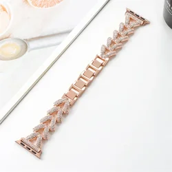 Elegant Diamond Metal Strap for Women - Classic Watch Bracelet (Rose Gold)