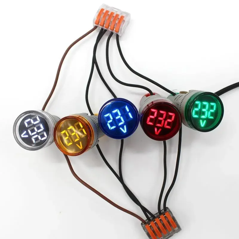 미니 LED 디지털 디스플레이 전압계 교류 60V-500V 디지털 디스플레이 표시기 조리개 22mm 신호 램프