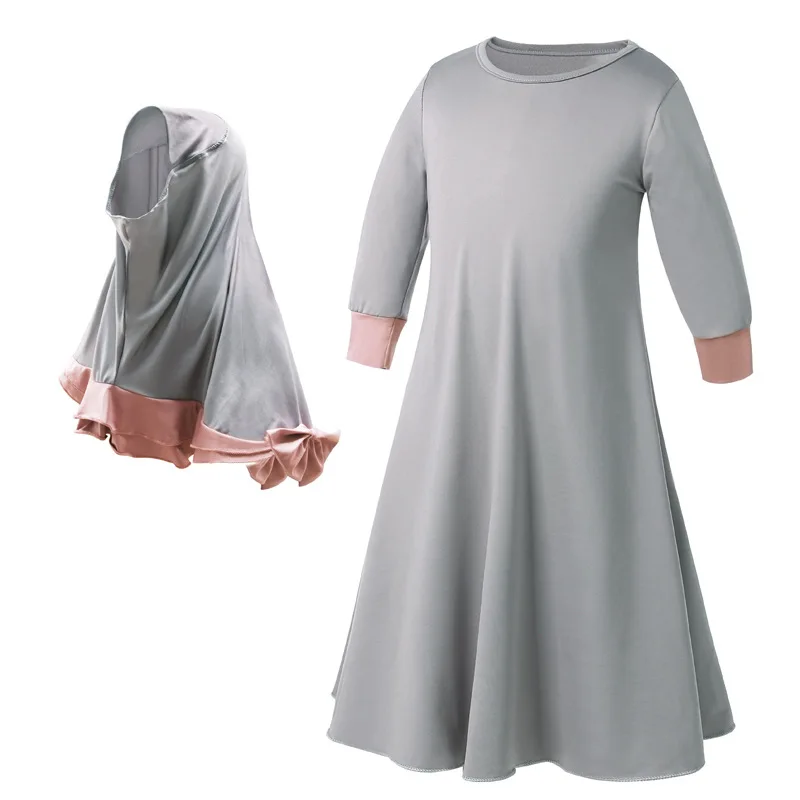  - 2Pecs Sets Muslim Girls Dress Long Hijab Abaya Islamic Kaftan Ropa Arab Prayer Maxi Burqa Khimar Jilbab Robe Ramadan Vestidos