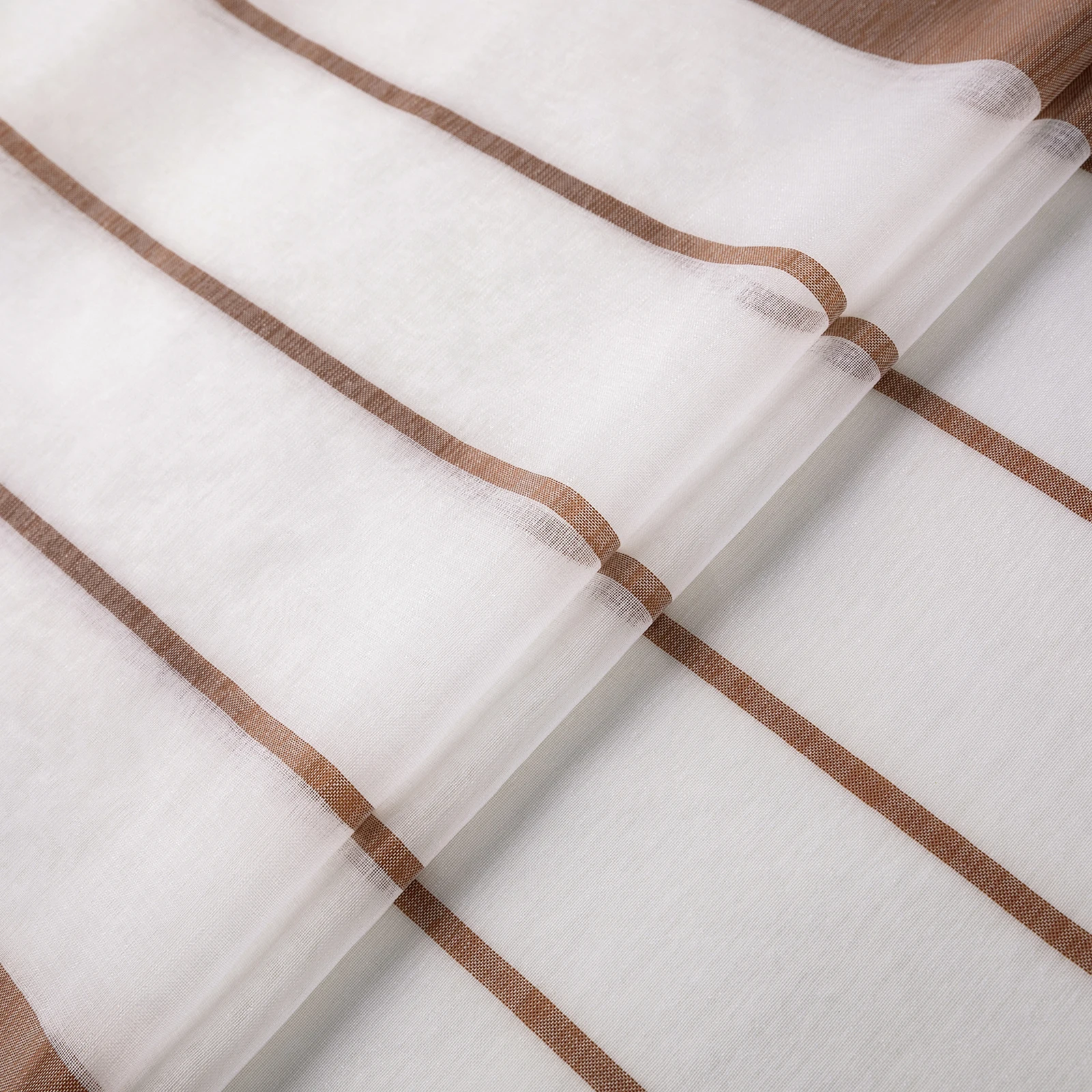 Striped Sheer Curtains | Soft Voile Fabric Semi Sheer Drapes - Eyelet Panels for Office & Home