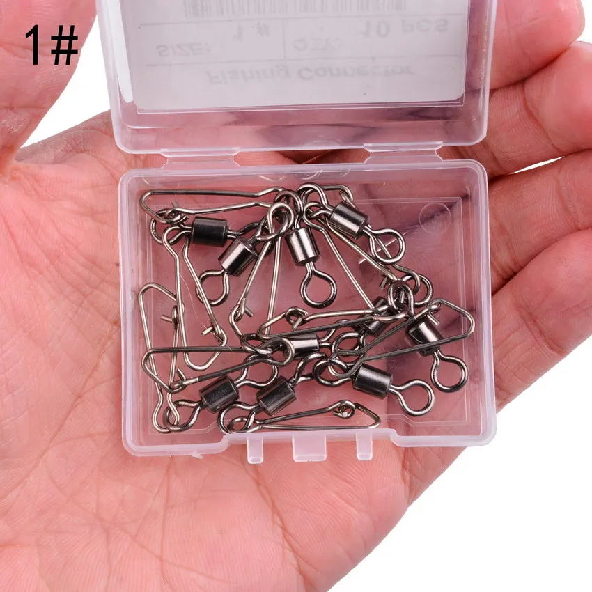 10pcs/box Stainless Steel Fishing Connector Swivels Fishhook Lure Accessories 5