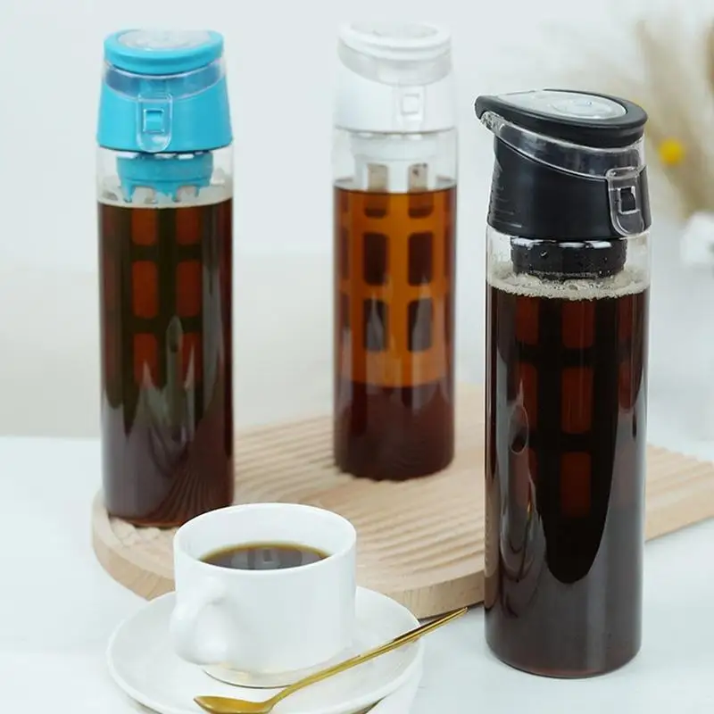 

550ml Cold Brew Coffee Maker Airtight Iced Coffee Bottle Maker Mug With Lid Non Slip Coffeepots Kettle Mesh Filter For Tea Juice