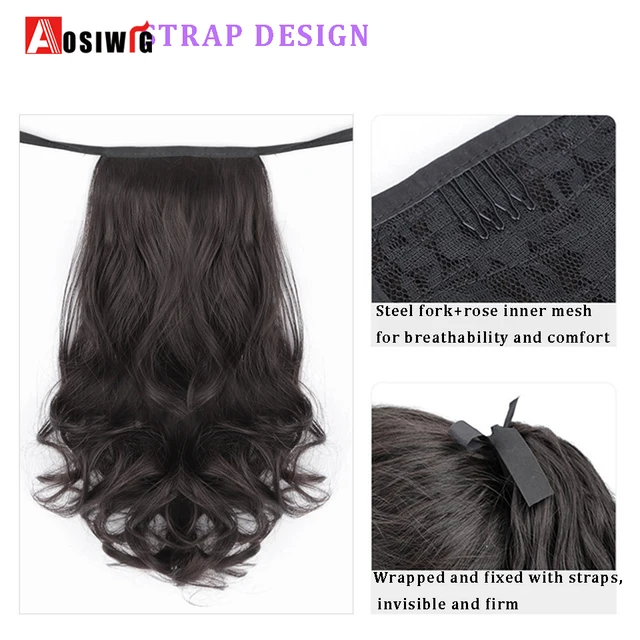 Synthetic Ponytail Hairpiece Women Short  Curly Ponytail Clip In PonyTail Hair Extensions Wrap Around On Girl Hair Extension 2