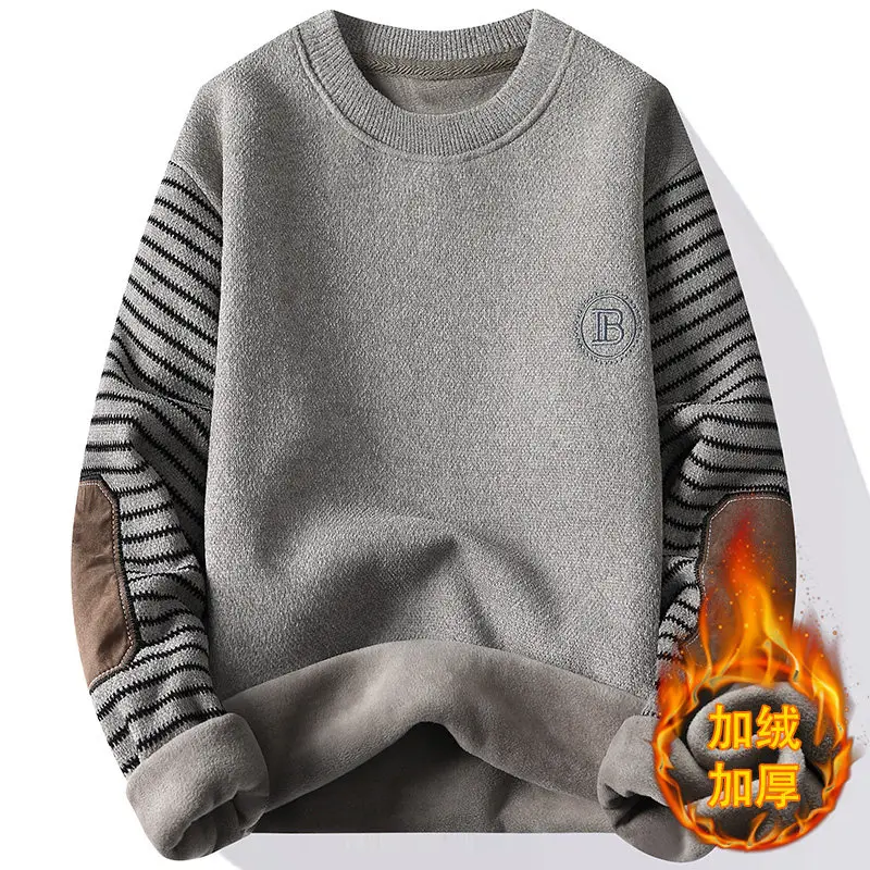 سترة رجالية برقبة دائرية مع صوف ، سترة سميكة للغاية ، سترة صوفية دافئة ، الخريف والشتاء 1 سترة رجالية برقبة دائرية مع صوف ، سترة سميكة للغاية ، سترة صوفية دافئة ، الخريف والشتاء 1