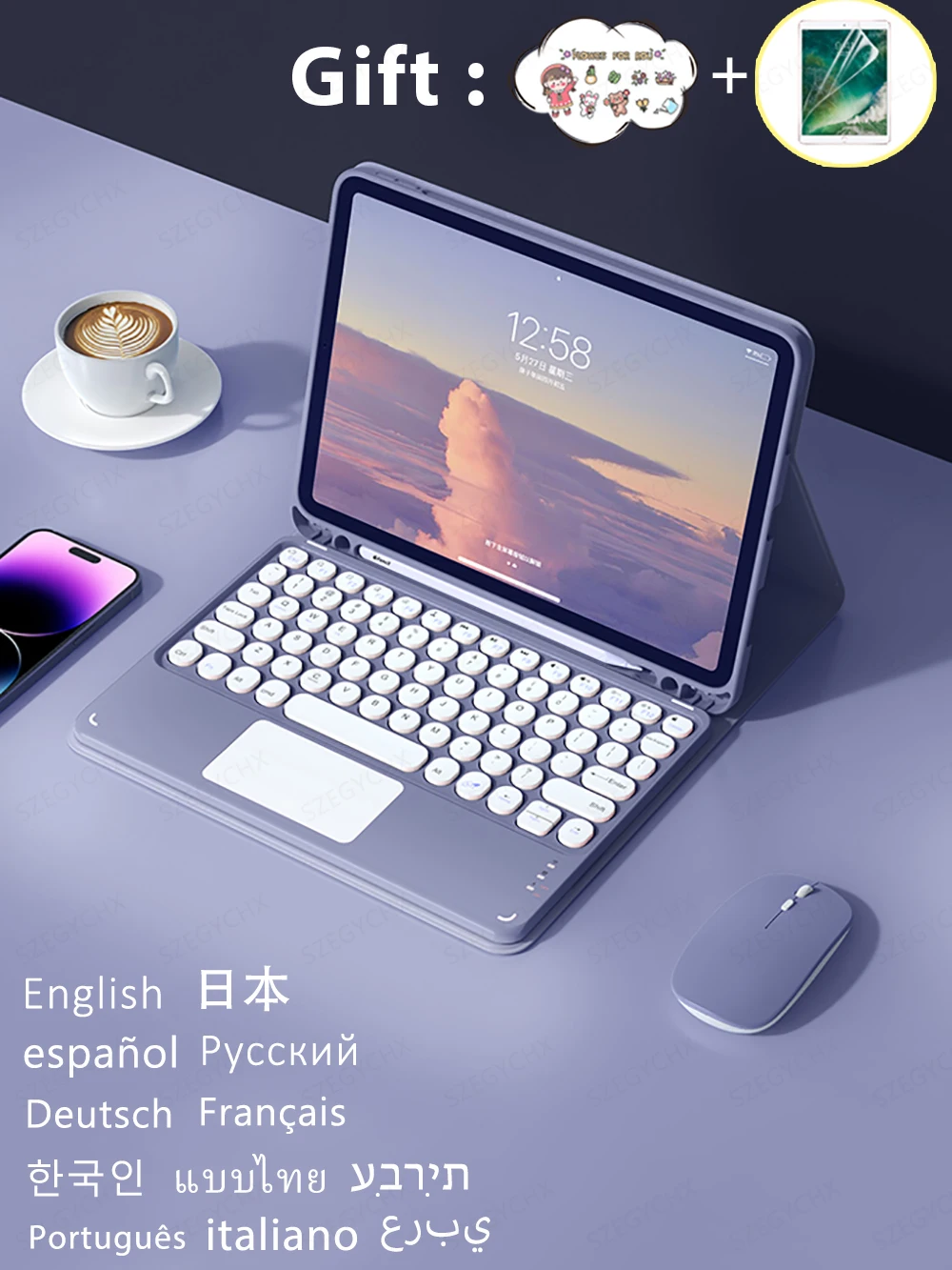 teclado bluetooth Keyboard wireless mouse For iPad case 10.2 7/8/9th  Generation Pro 11 2022 iPad 10th Pro 10.5 Air 2/1 5/6th 키보드