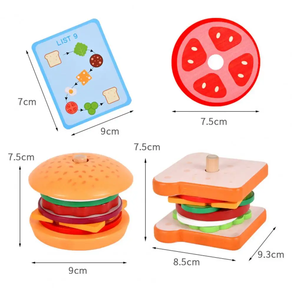 Wooden Toy Kids Montessori Matching Wooden Toys Simulation Hamburg DIY Colors Shape Matching Sensory Board Game Educational Toys for Kids