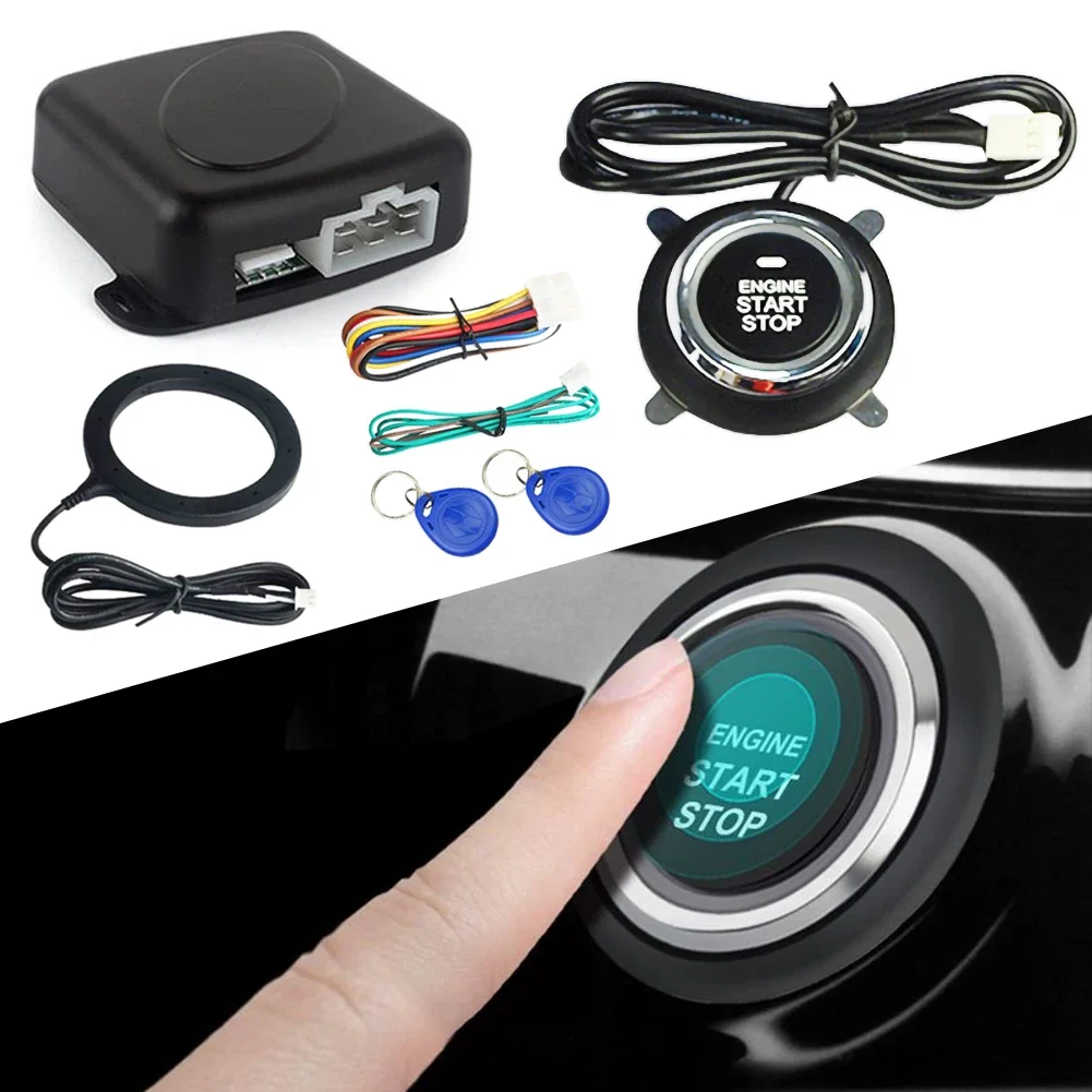 12V Car Smart Alarm System Push Engine Start Stop Button Lock Ignition Immobilizer with Remote Keyless Go Entry System automotive keyless entry system smart key remote start kit car alarm with autostart push one button auto engine start stop kit