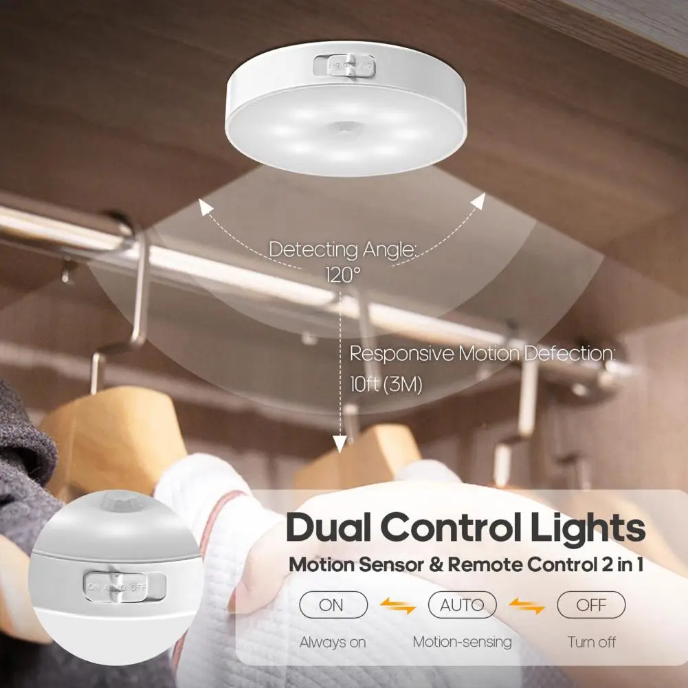 Led Lamp Wireless Motion Sensor Lights Super Bright Led Wardrobe Closet Auto On/off Non-glaring Battery Powered 3/6pcs Counter