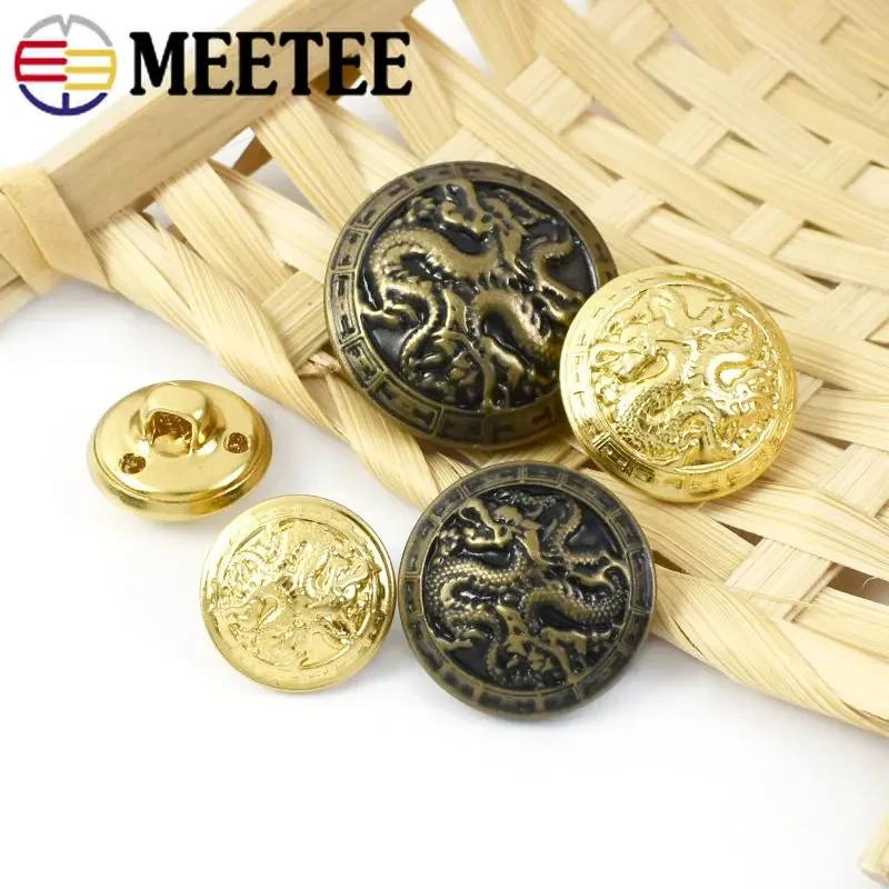 50Pcs Meetee Antiqued Bronze Gold Metal Buttons Dragon for Suits Shirt Coat Jacket Shank Buckle Sewing Clothes Accessories B3-17 6