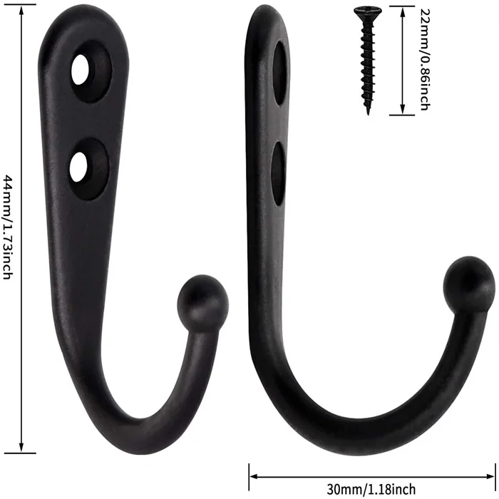 Description Picture 5 of item10Pcs Black Wall Mounted Small Hooks with Screws for Hanging Coat Bag Robe Towels Keys Kitchen Bathroom Rack Accessories
