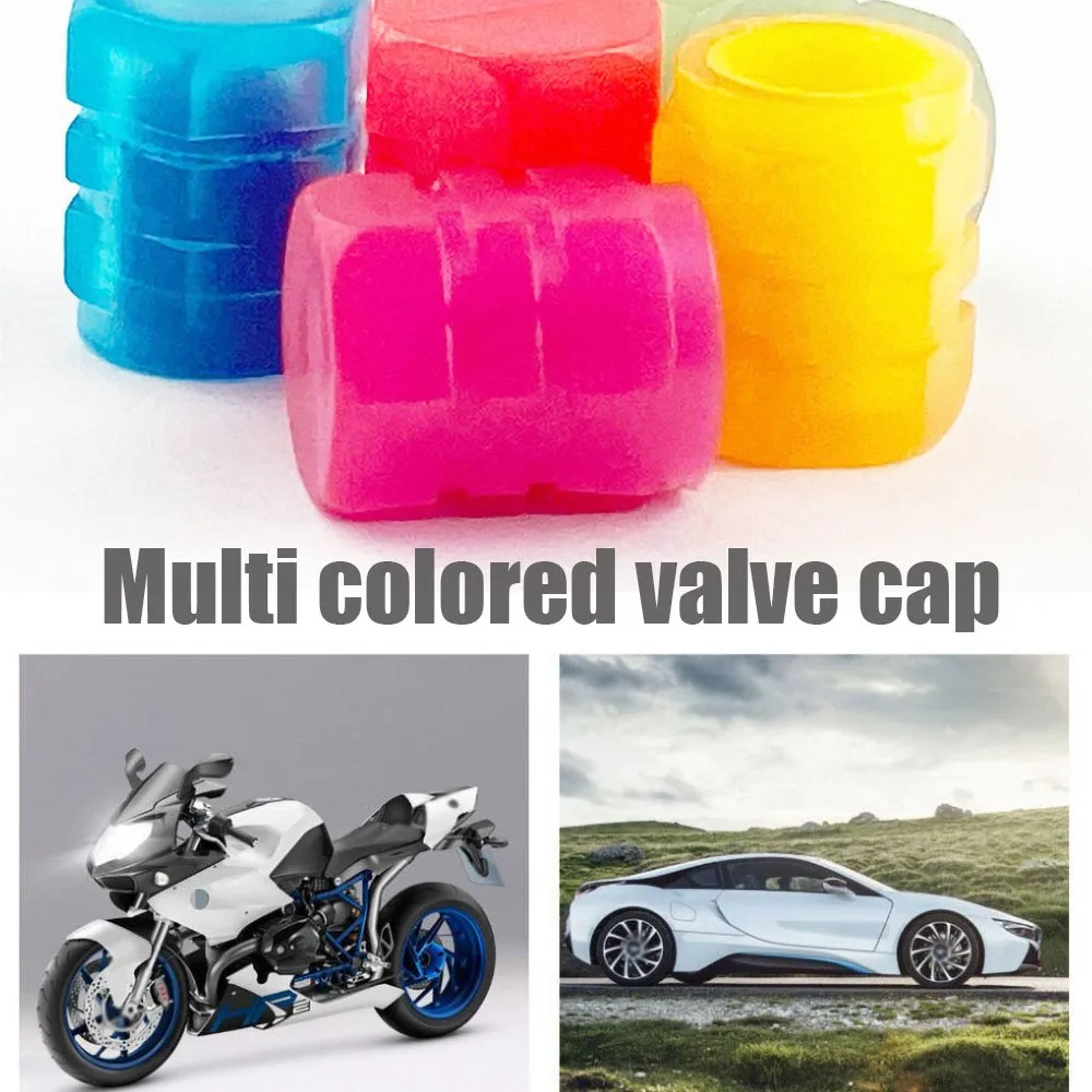 Tire Valve Caps Glow In The Dark Luminous Car Fluorescent Motorcycle Bike Wheel Tyre Hub Cover Decor
