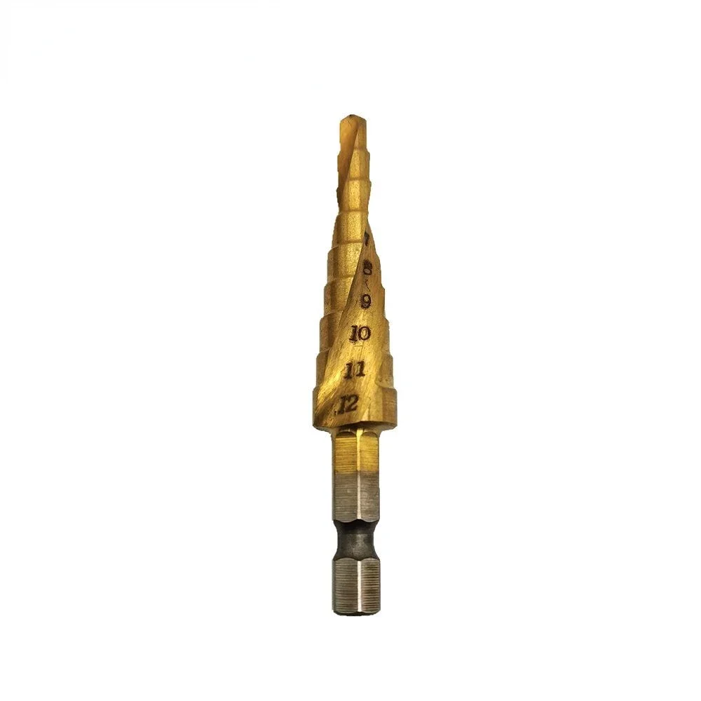 3Pcs HSS Spiral Groove twise Step Cone Drill Bit Set Flute Pagoda Metal Hole Cutter Titanium Coated Wood Drill 4-12/20/32mm