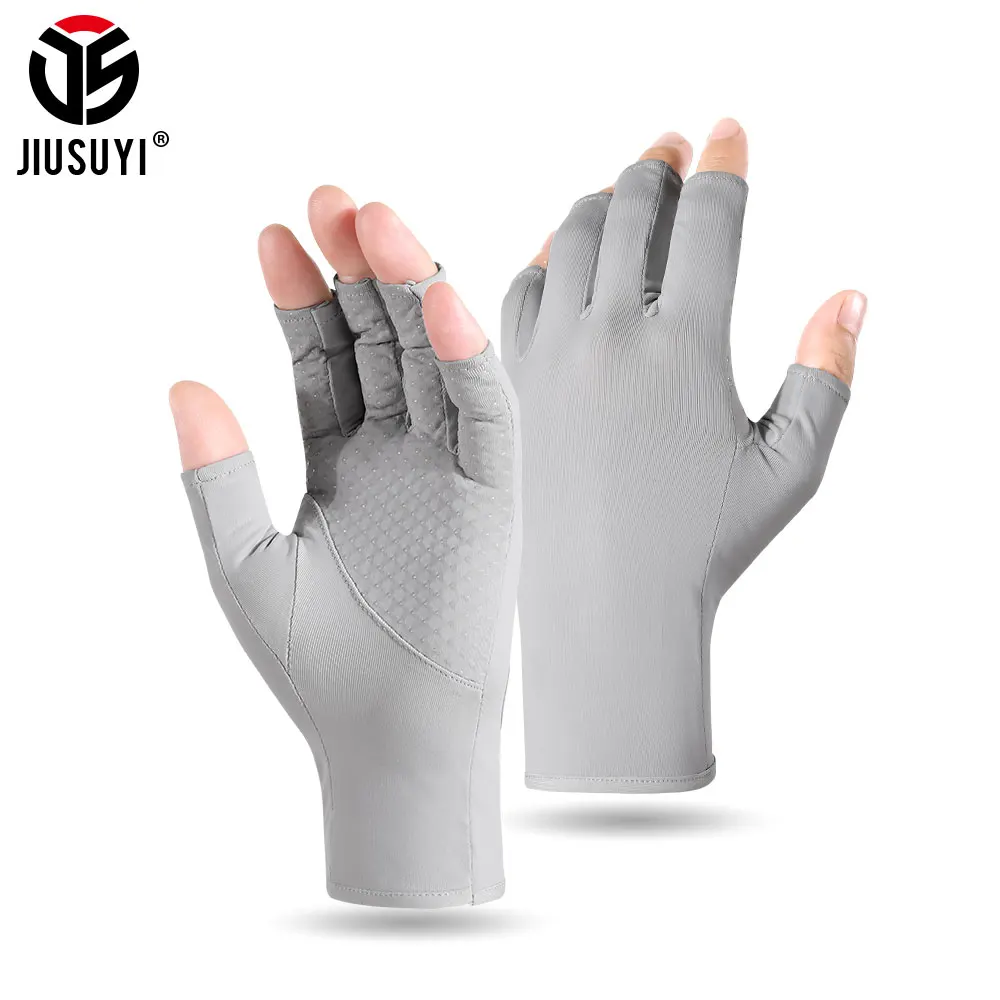 Women Men Fingerless Gloves Stretch Breathable Sun UV Protection Fishing Cycling Non Slip Half Finger Mittens Summer Outdoor