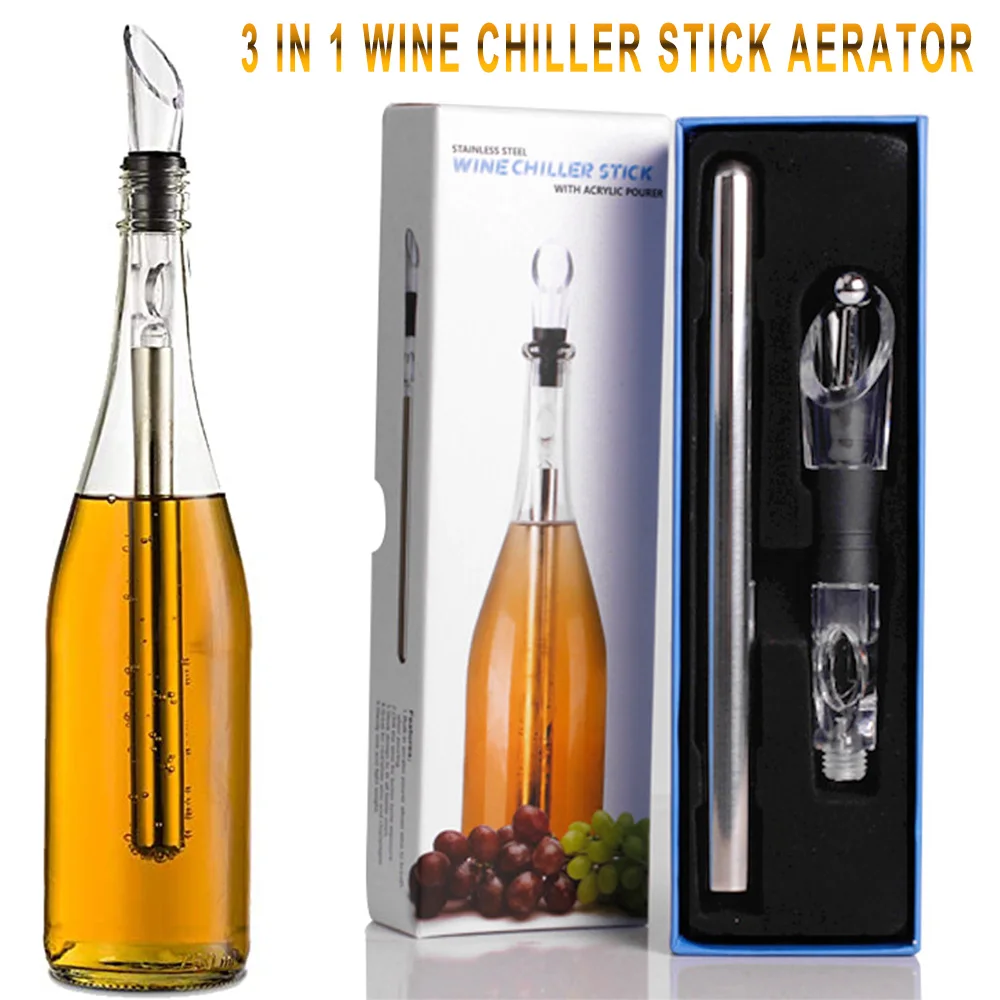 Viboelos 3 in 1 Wine Chiller Stick Aerator Pourer Stainless Steel