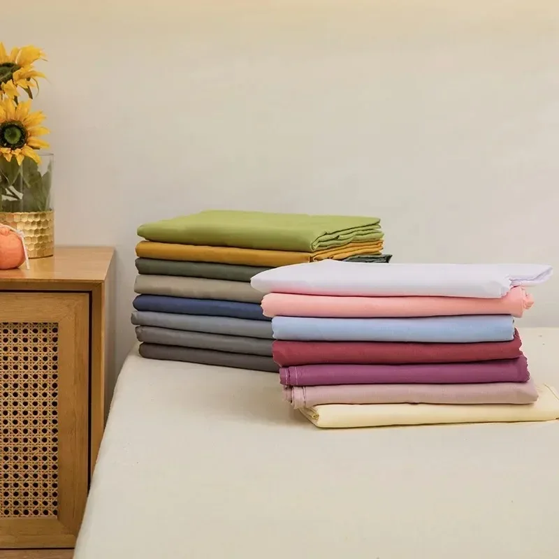 Soft Home Bed Linen Sheets Bed Flat Sheet for Double Bed Plain Solid Color Top Sheets Single/Queen/King Flat Bedsheets