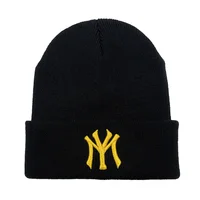 Embroidered Beanie Hats for Men Women Winter Warm Stretchable Quackity Knit Cuffed Beanie Hat Plain Kitted Hat 2