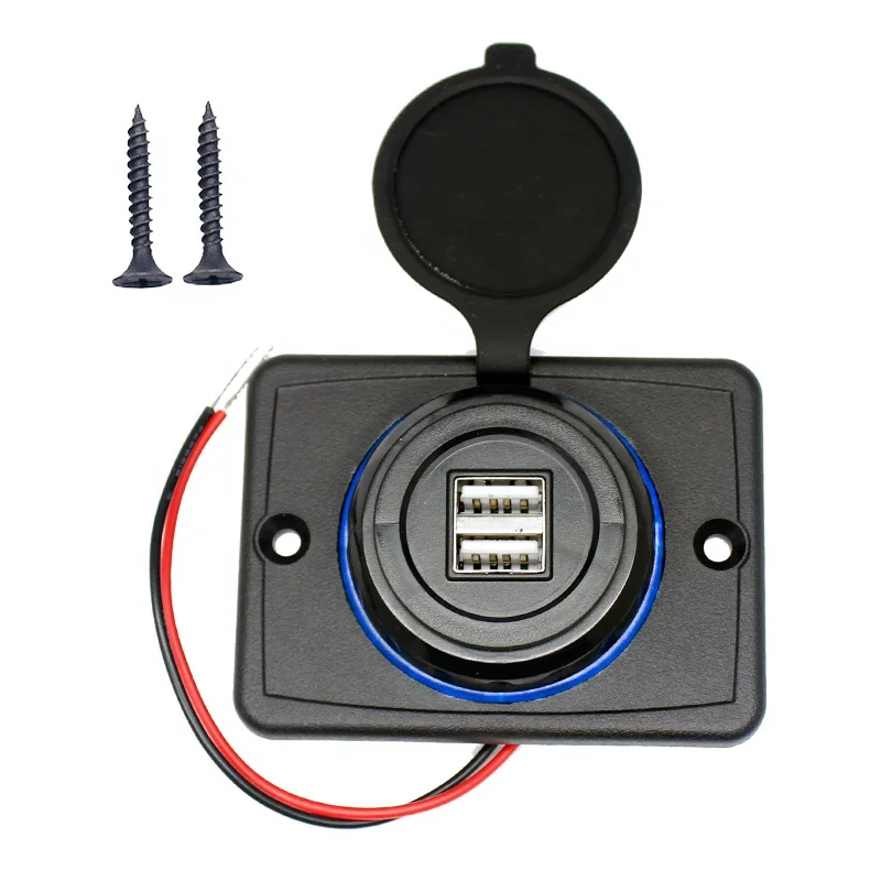 

Dual 4.8A DC 12V 24V Panel Mount Train Tram Marine Boat Car Bus Seat USB Charging Port Bus USB Charger