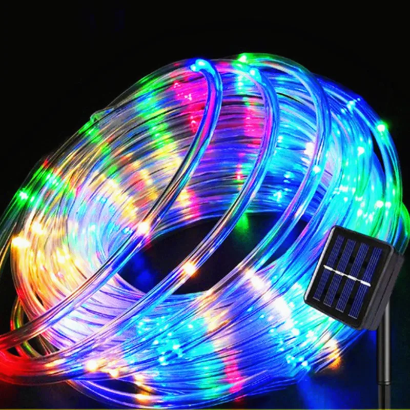 50/100 Leds Solar Rope Tube String Lights Outdoor Waterproof Fairy Holiday Lights Ghirlanda Da Giardino Per La Decorazione Del Cortile Di Natale