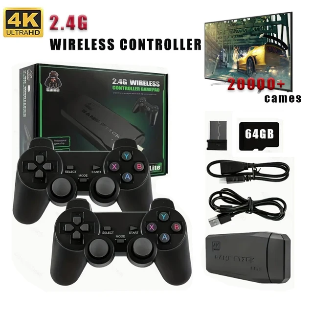 Basix 2.4G double bâton de jeu vidéo sans fil Joystick Console bâton de jeu 4K 20000 + jeu 64GB rétro jeu cadeau de Thanksgiving 1