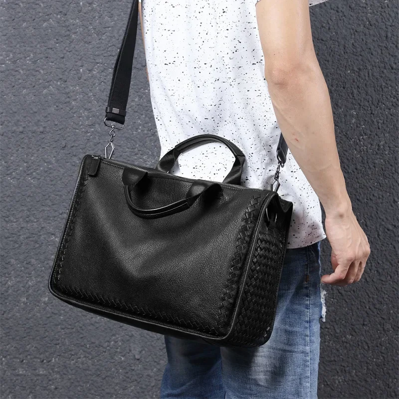 

Fashion Genuine Leather Bag Cow leather Business Men Messenger Bags Luxury Brand Men Briefcases New Designer Male Laptop Handbag