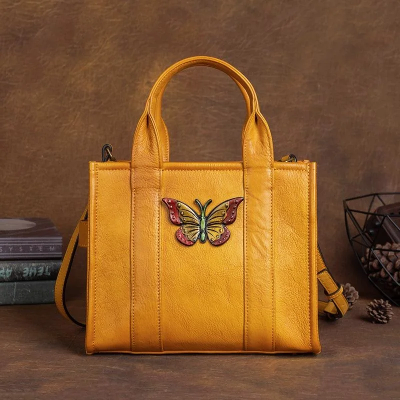 

Vintage Butterfly Leather Women Handbag Handmade Cowhide Shoulder Bags For Luxury Bag Woman Women's Handbag Bolso Hombre