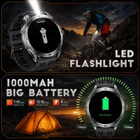 Montre connectée GPS de qualité militaire pour hommes, batterie 1000mAh, boussole, appel Bluetooth HD, étanche, fréquence cardiaque, montre de sport et de fitness 6