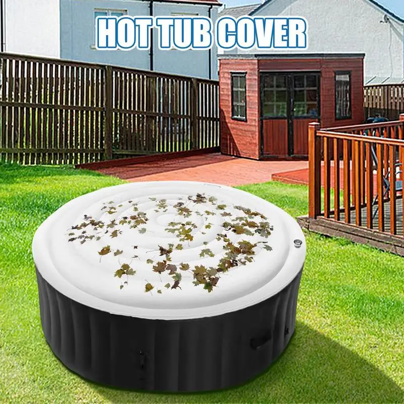 Luocute Luocutef25xsv6rkm - Copertura gonfiabile per vasca idromassaggio da 1,4 m, coperchio a risparmio energetico, isolato con manico, per vasca idromassaggio rotonda, pieghevole, per la maggior
