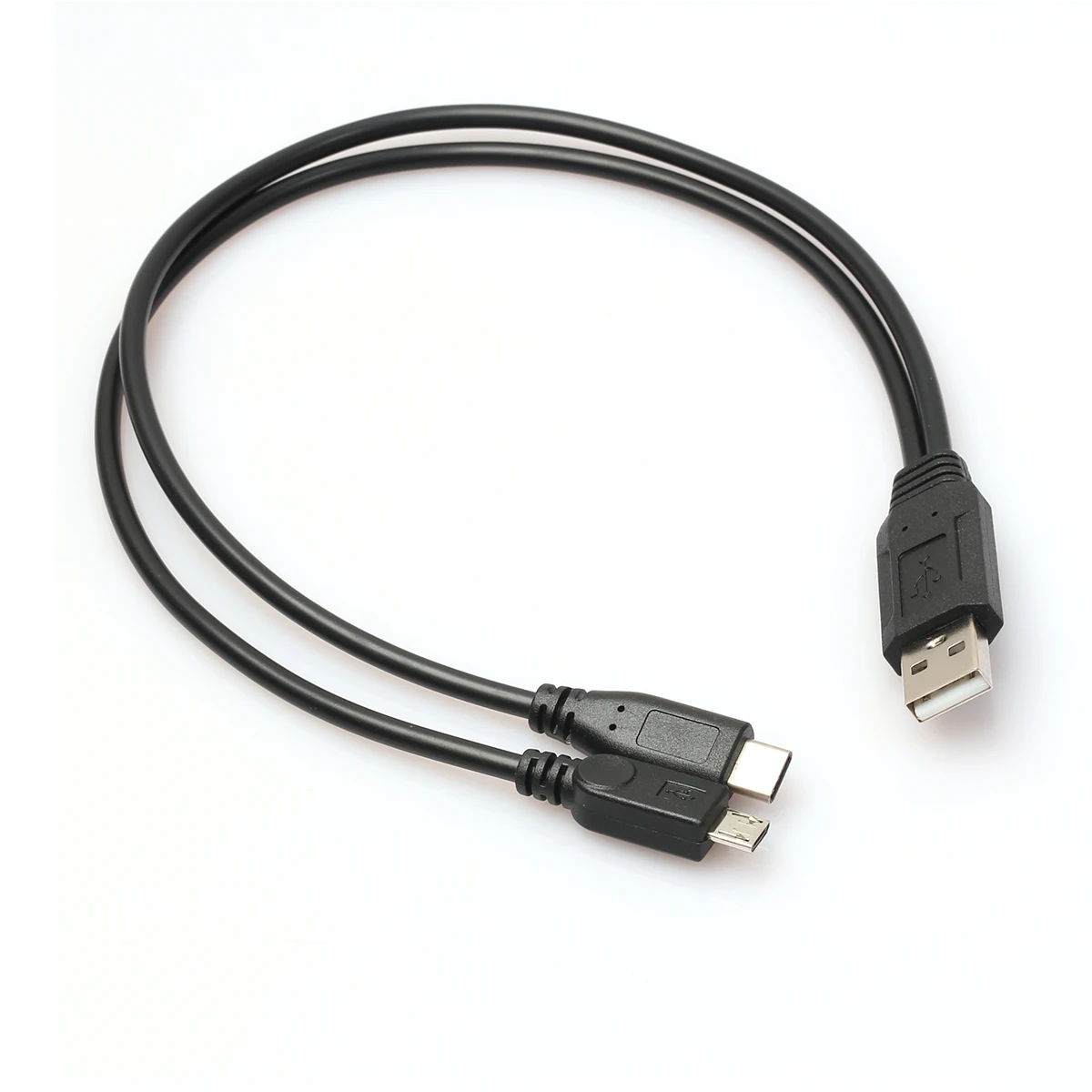 

2 In 1 Fast Charging USB Cable USB 2.0 Type C Male To Male Dual Micro USB Splitter Y Charging Data Cable For Phone Pc Laptop