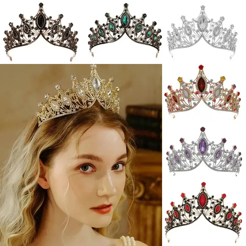 WeddingBaroqueBlackCrownHairBandforWomenWeddingBridalTiaraHairAccessoriesVintage