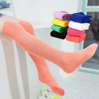Children's High Knee Socks Kids Baby Cotton Candy Color Stockings Long Leg Warmers Cute Socks for Girl 3-12Y Children Clothes 2