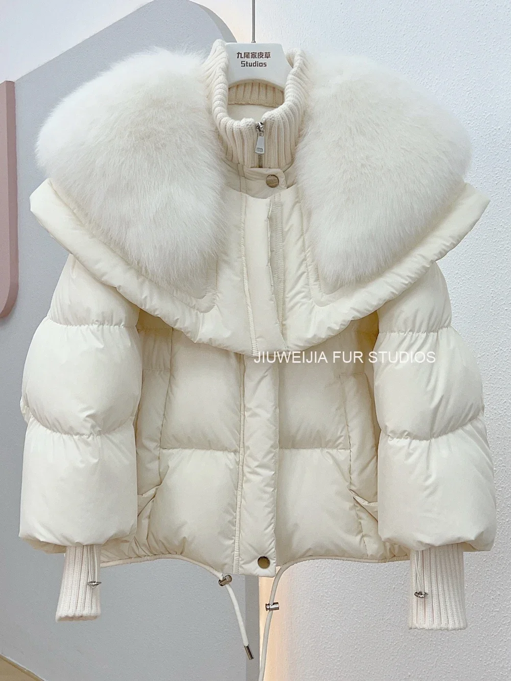 Fashionable Fox Fur Collar Fur Coat for Women 2023 Winter New Short Thickened Warm White Goose Down Down Jacket Parka Female