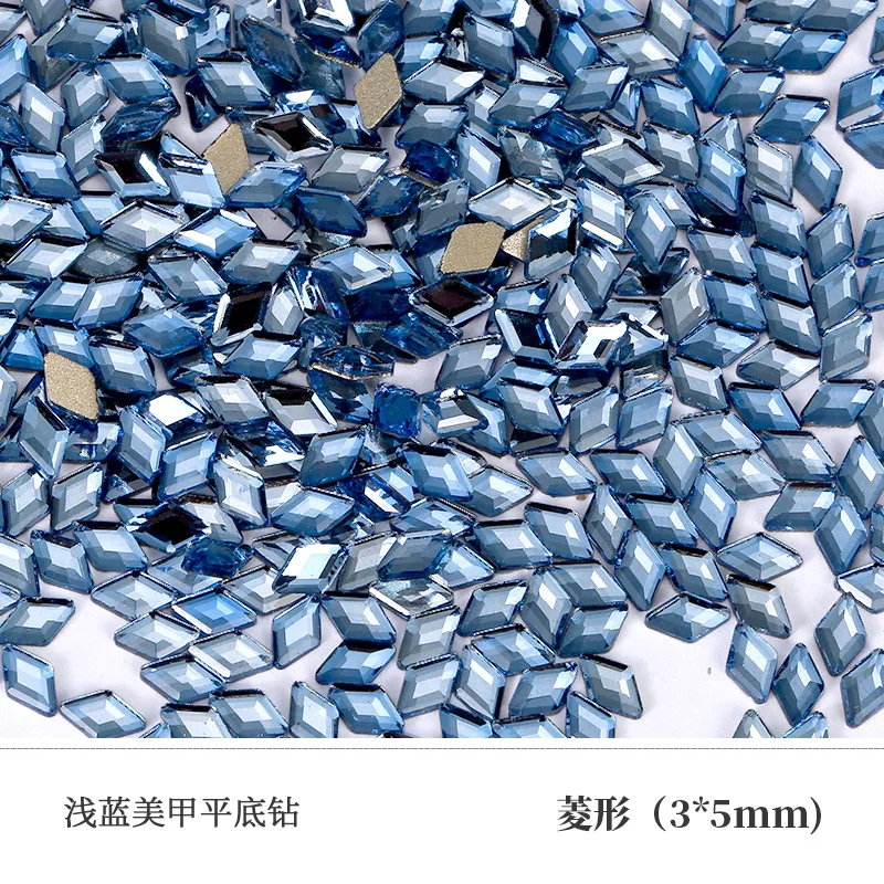 500 stücke lt. blue Boutique flachen Boden Nail Art Strass Glas Kristall 3D Nagel dekoration mehrere Formen Großhandel – Detail 8