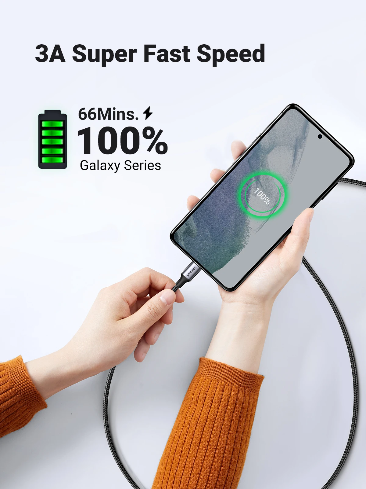 High-Speed USB-C to USB-C Charging Cable, 100W Power Delivery, 3A Fast Charging