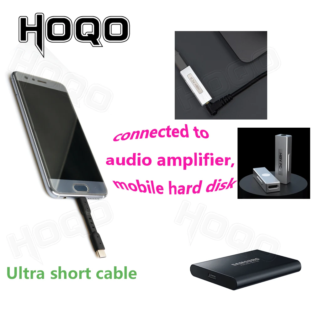 Ultra-Short USB-C Cable: Perfect for Mobile Phone and USB DAC+Headphone Amplifier Connections