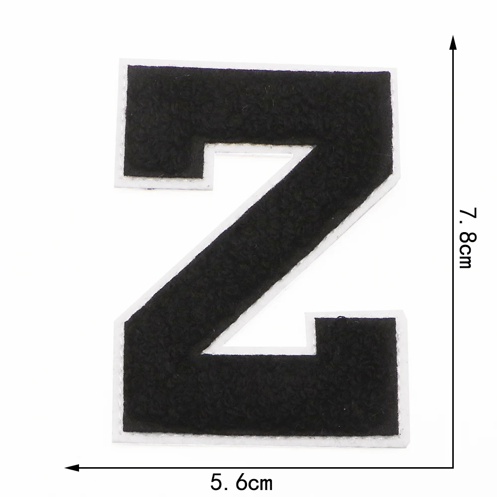 1PC Schwarz 3,07'H Buchstaben Chenille Buchstaben Patches Eisen auf Patches Für Kleidung Gestickte Patches Für Letterman Jacken Jeans – Detail 28